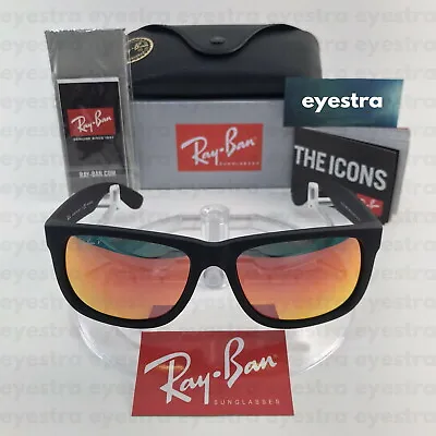 $139.99 • Buy Ray-Ban Justin Polarized Sunglasses Matte Black Red Lens RB4165 622/6Q 55mm