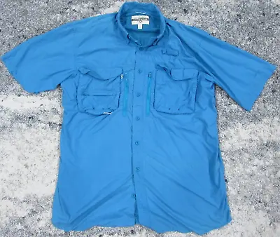 Cabela's Shirt Men's Large Tall Blue Guidewear Short Sleeve Button Up Fishing • $13.99