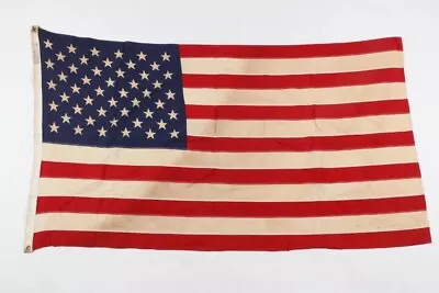 Vintage 50 Star Reliance™ AMERICAN FLAG Top Stitched Stripes Cotton Sheeting USA • $22