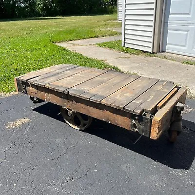 $140 • Buy Vintage Antique Wooden Industrial Factory Cart  Quaker 