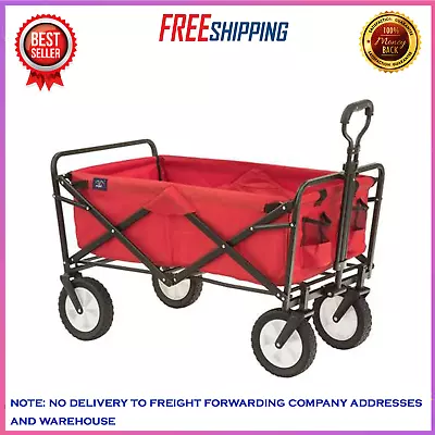 MacSports Heavy Duty Steel Frame Collapsible Folding Wagon Yard Cart Red • $89.90