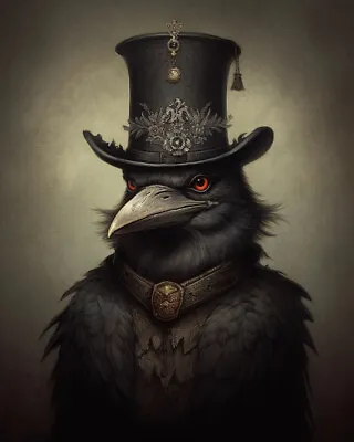 Victorian Gentleman Raven Crow Avian Portrait Fine Art Giclee Print A86 • $9.60