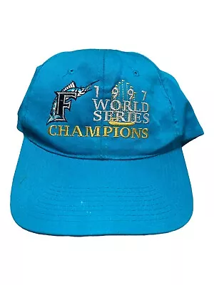 Vintage Florida Marlins Snapback Hat 1997 World Series Champions Cap Teal • $15.99