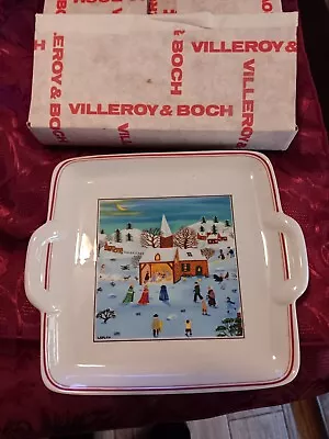 Villeroy & Boch Naif Christmas Nativity 8  Square Tray Snack Plate W/ Handles EC • $32