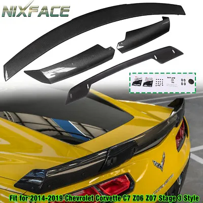 Carbon Fiber Look Z06 Stage 3 Rear Trunk Lip Wing Spoiler For 14-19 Corvette C7 • $169.99