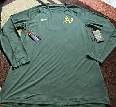 Nike Breathe Dri-Fit Oakland A’s Athletics LS Green Shirt Men’s Size XL  NWT • $34.95