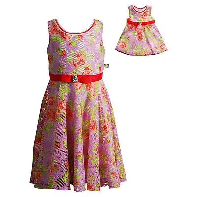 Girl 6-12 And Doll Matching Floral Lace Skater Dress Outfit Fit American Girl • $26.99