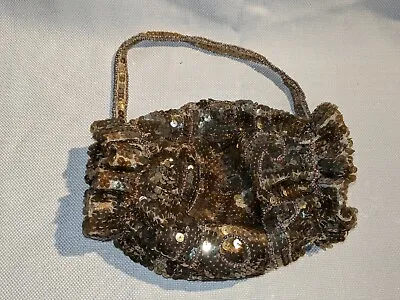 $15 • Buy Antique Vintage Flapper Sequin Handbag Purse Hand Made Belgium Unique Shape