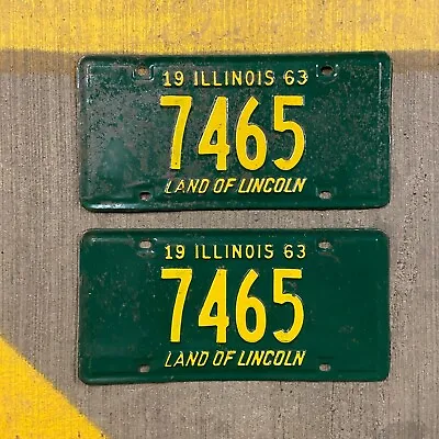 1963 Illinois License Plate Pair 7465 Low Number YOM DMV Clear Ford Chevy Dodge • $77.66