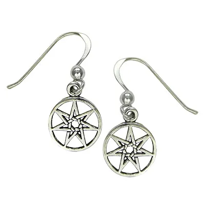 Sterling Silver Septagram Faery Elven Star Dangle Earrings - Fairy Magic Jewelry • $17.99