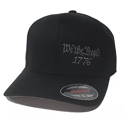 We The People 1776 Patriotic Embroidered FLEXFIT Black Cap Hat 5001 • $26.95