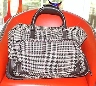 RALPH LAUREN HOUNDSTOOTH Plaid 21  Rolling Duffle Wheeled Carry On Luggage • $99