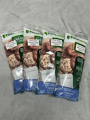 Food Saver 1 Gallon Vacuum Zipper Bags 12 Per Package Handheld Sealing 4 Packs! • $39.95