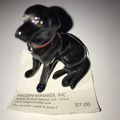 Hagen Renaker Vintage Variation R Black Lab Labrador Dog W/ Red Collar & Tags • $13.49