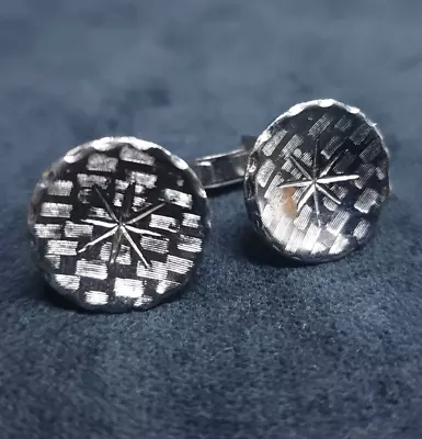 Vintage Men Round Starburst Cufflinks Tuxedo Shirt Dress Suit Cuff Links Pair • $18.71