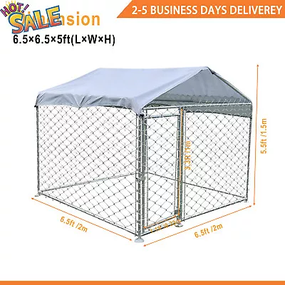 10 X 10 X 6FT Outdoor Pet Dog Kennel Metal Pet House Cage Backyard Cage W/ Cover • $187.83