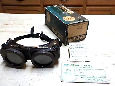 Vintage Willson CW70 Welding/Safety Goggles GLASSES  Bakelite Steampunk W/Box • $32