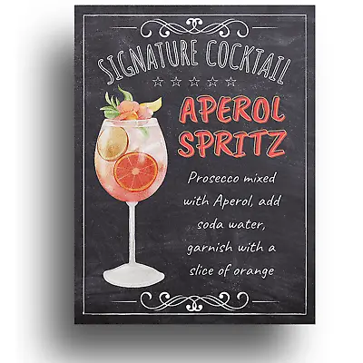 Aperol Spritz Cocktail Recipe Bar Sign Metal Home Decor Tiki House Kitchen Print • £5.99