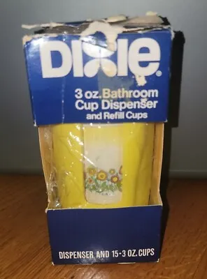 NOS Vintage  Gold Dixie Cup BATHROOM Dispenser Wall Mount 1976 WITH 15 3OZ CUPS • $39.99