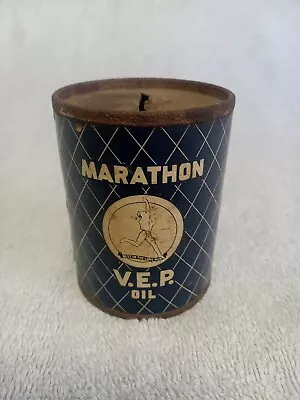 RARE Early 1900s Paper Label Marathon Service Store V.E.P Oil Can Bank • $440