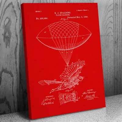 Flying Machine Patent Canvas Print Pilot Gift Aviation Decor Steampunk Art • $49.95