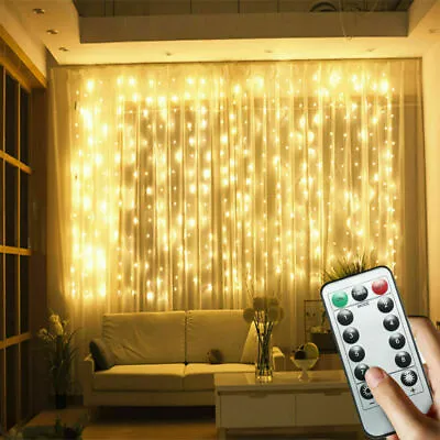 £0.99 • Buy 300 LED Curtain Fairy Lights String Indoor/Outdoor Backdrop Wedding Xmas Party