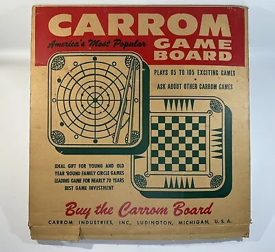 VTG Wooden Carrom Board No 85 In Original Box W Game Pieces And 2 Sticks • $99.99