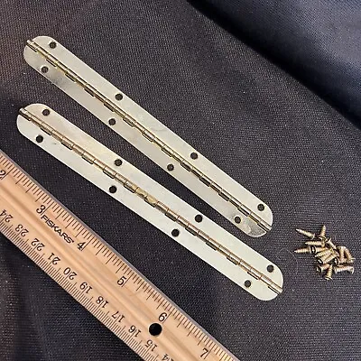 Pair Of 6 Inch Gold Stainless Steel Piano Hinges  Continuous Piano Hinge Screws • $12.99