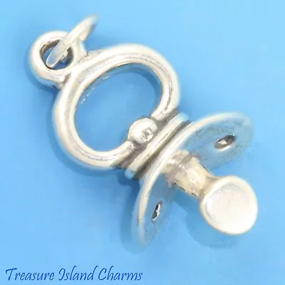 Baby Pacifier Binky 3D 925 Solid Sterling Silver Charm Pendant MADE IN USA • $19.50