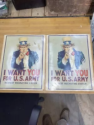 1968 Vintage Lot Of 2 US Uncle Sam I WANT YOU Recruiting Sign Poster War 11 X 14 • $30