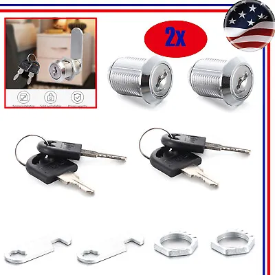 $9.99 • Buy 2 Pack Cam Lock 1-1/8  Cabinet Toolbox Safe Drawer RV Lock Camper Replacement