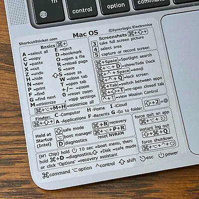 Synerlogic Mac OS (CLEAR VINYL) Keyboard Shortcut Sticker For M Or Intel Chip • $3.75