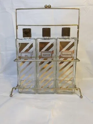 MCM Liquor Decanters Rye Scotch Bourbon Wire Metal Rack  • $40