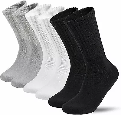 Lot 3-12 Pairs Mens Solid Sports Athletic Work Crew Cotton Socks Size 9-11 10-13 • $6.29