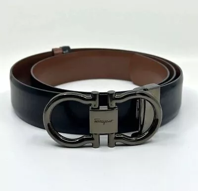 Authentic Salvatore Ferragamo Black And Brown Reversible Patent Leather Belt • $184.90