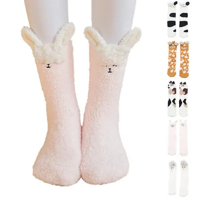 Funny Animal Winter Warmer Bed Socks Slipper Floor Socks Rabbit Giraffe Cat Cow • £5.47