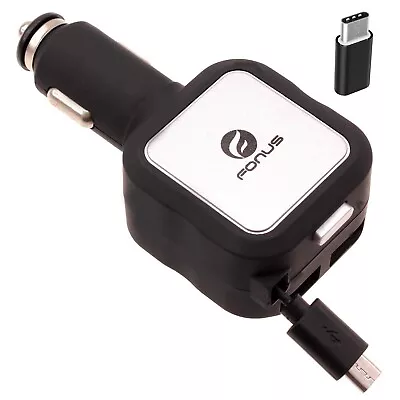 For Samsung Galaxy S21/S22/S23/Ultra 4.8Amp Retractable Car Charger 2-Port USB • $15.19