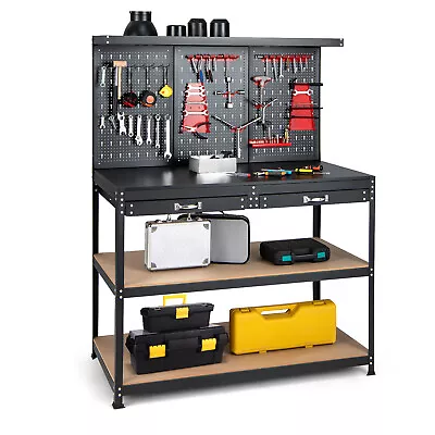 48 In Workbench Garage Worktable Tool Organizer With Pegboard Drawers & Shelves • $239.99