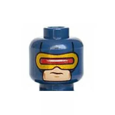 LEGO - Minifig Head Male Mask W/ Red & Gold Visor Pattern (Cyclops) - Dk Blue • $26.89