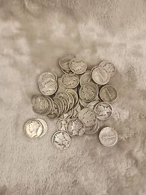 One Mercury Dime Roll (50 Coins) 90% Silver (1934-45)  Kilo • $130