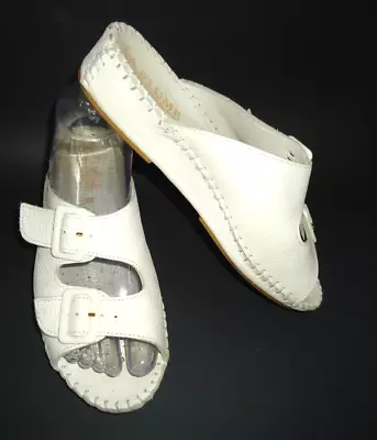 La Plume Wedge Adjustable Italian Leather Slides Have Wear 7-7.5/38 • $44