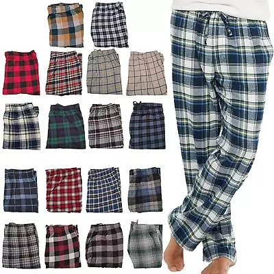 M&S Pyjama Bottoms Mens Check Brushed Fleece Trousers Woven 100% Cotton PJ's • £8.99