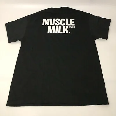 Muscle Milk Mens Shirt Large Black White Short Sleeve Tee Back Graphic Logo Top • $4.75