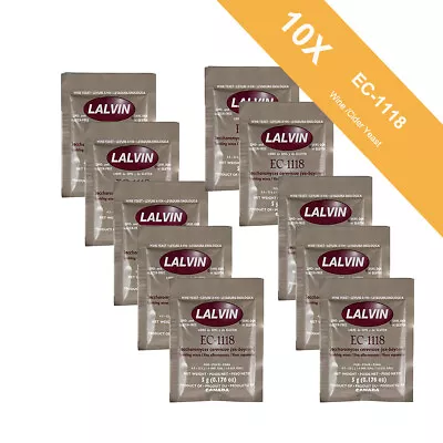 £19.25 • Buy 10 X Lalvin EC-1118 Wine Yeast 5g Home Brew Wine Cider Champagne Yeast
