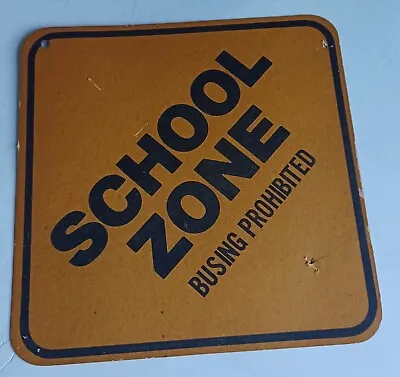 Vintage School Zone Busing Prohibited Cardboard Sign Learning Educational Flash • $69