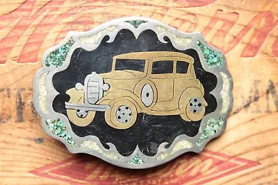 Vintage Hand Made 1931 Ford Model A Turquoise Abalone Inlay Car Belt Buckle • $98