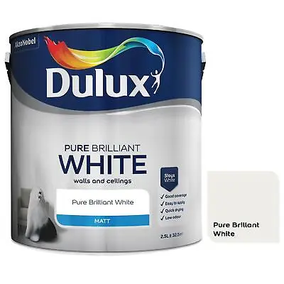 £29.99 • Buy Dulux Paint Pure Brilliant White Walls & Ceilings Matt Emulsion 2.5 Or 5 Litres