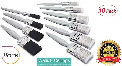 Harris Essentials Wall & Ceiling Gloss Emulsion Paint Brush Set - Pack Of 10 • £11.49