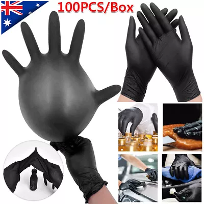 100pcs Black Disposable Nitrile Mechanic Blend Gloves Tattoo Latex&Powder Free • $12.99