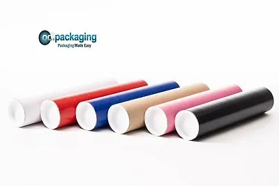 £18.75 • Buy Coloured Strong Cardboard Postal Tubes A4 A3 A2 A1 With Plastic End Caps 